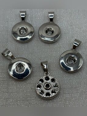 SALE - Simple Necklace Snap Button Charm Bases - Set of 5 - Oh Snap!